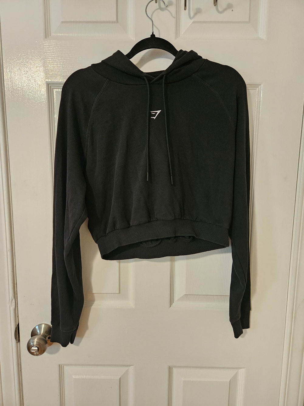Gymshark Black Cropped Hoodie with Drawstring